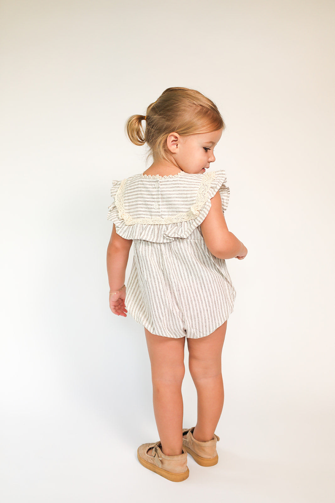 Ivy Striped Romper- Brown