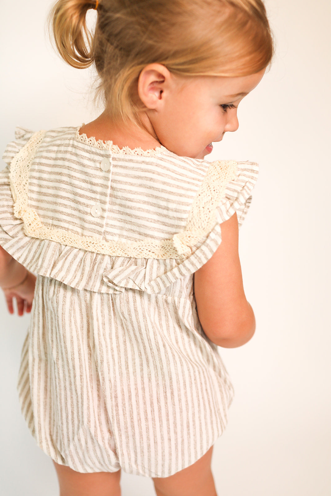 Ivy Striped Romper- Brown