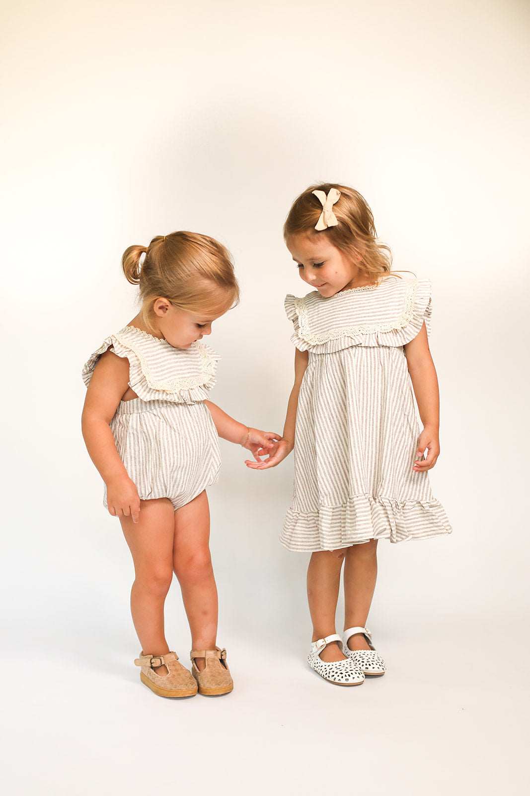 Ivy Striped Romper- Brown