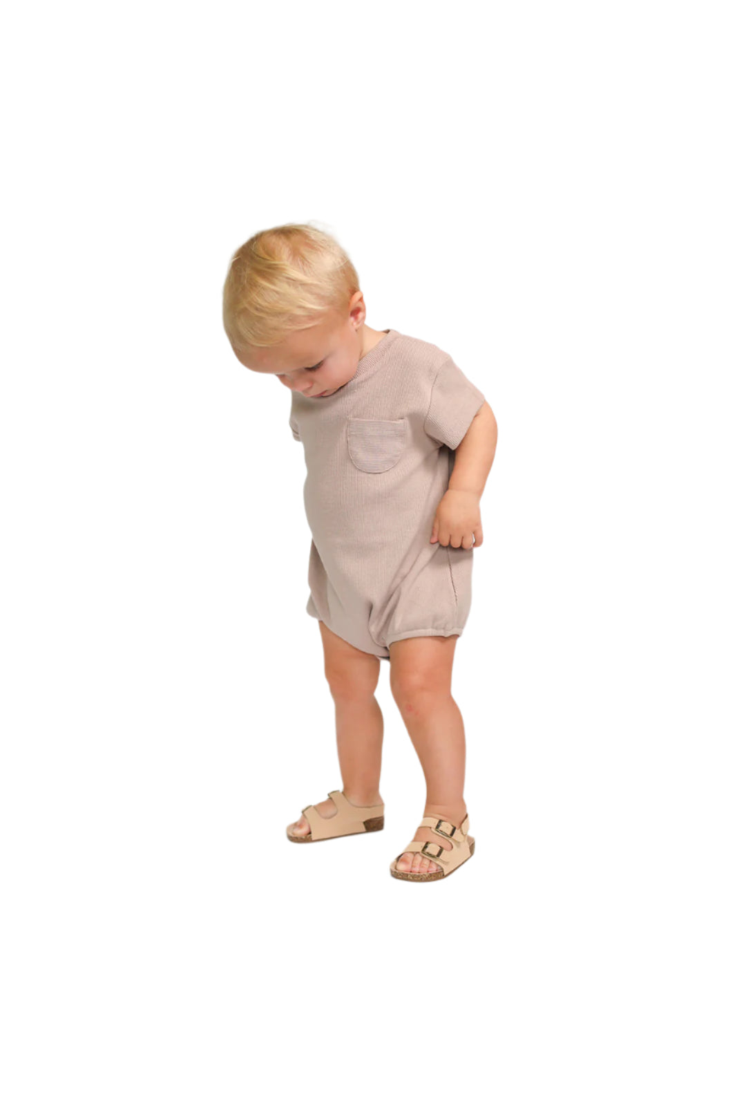 Ollie Ribbed Romper- Beige