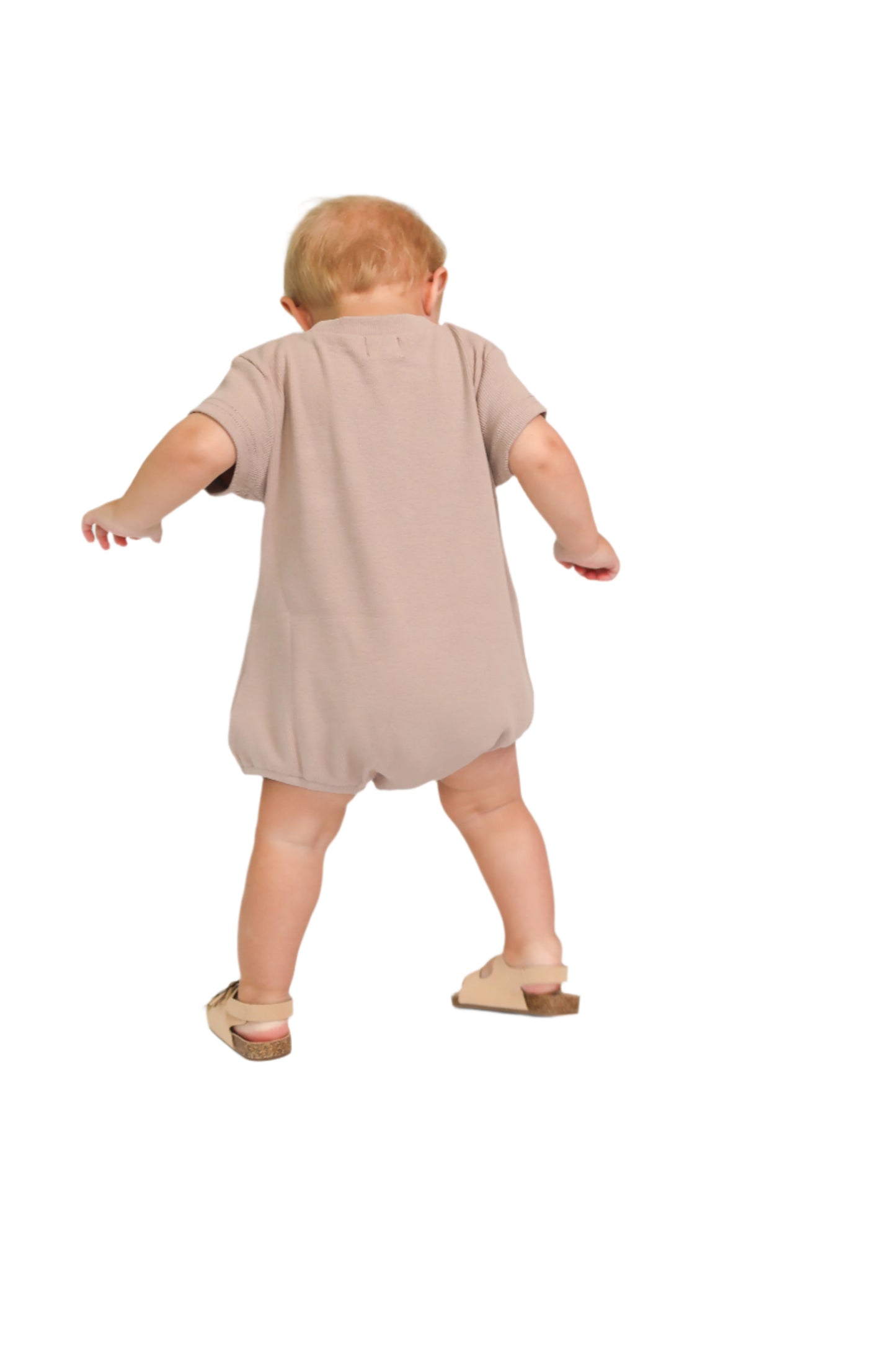 Ollie Ribbed Romper- Beige