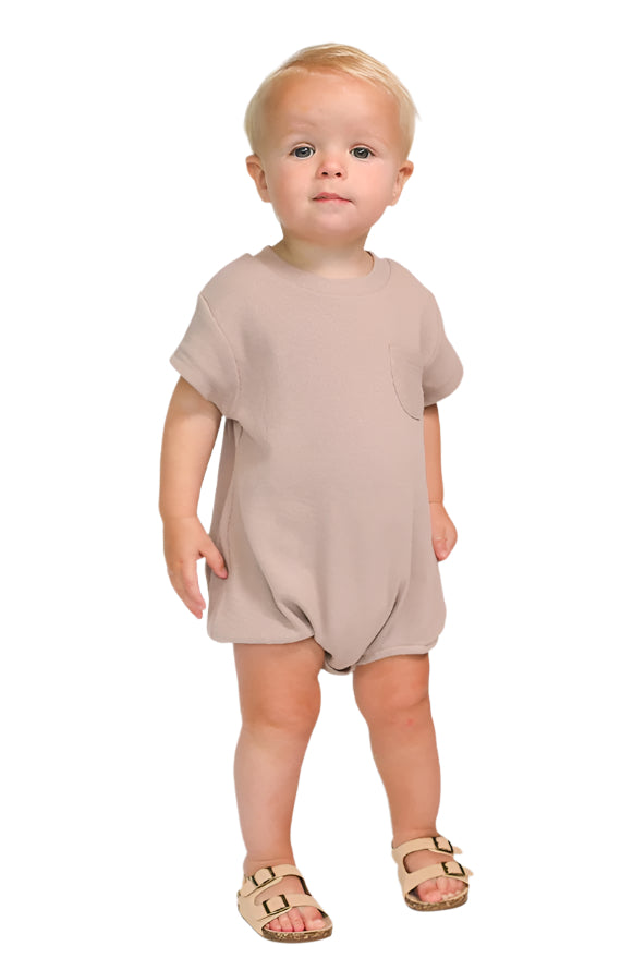 Ollie Ribbed Romper- Beige