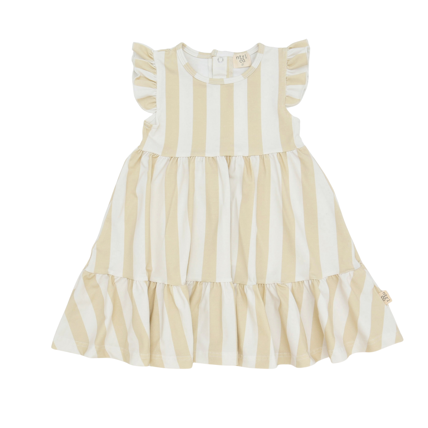 Barefoot Breeze – Ruffle Sleeve Dress | Beach Lines | Tan