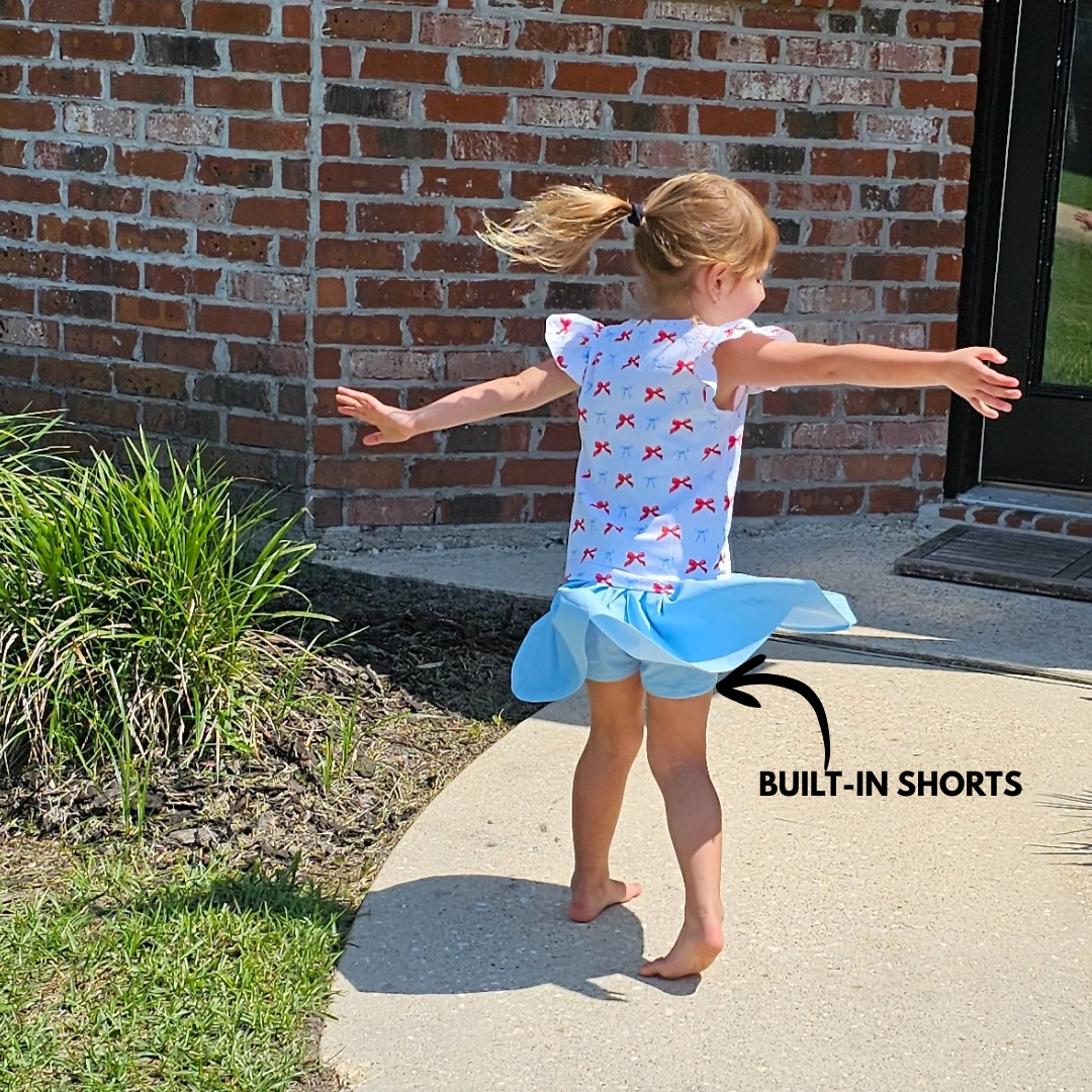 Ruffled Sleeve Chant & Cheer Set | Gameday | Powder Blue & Red