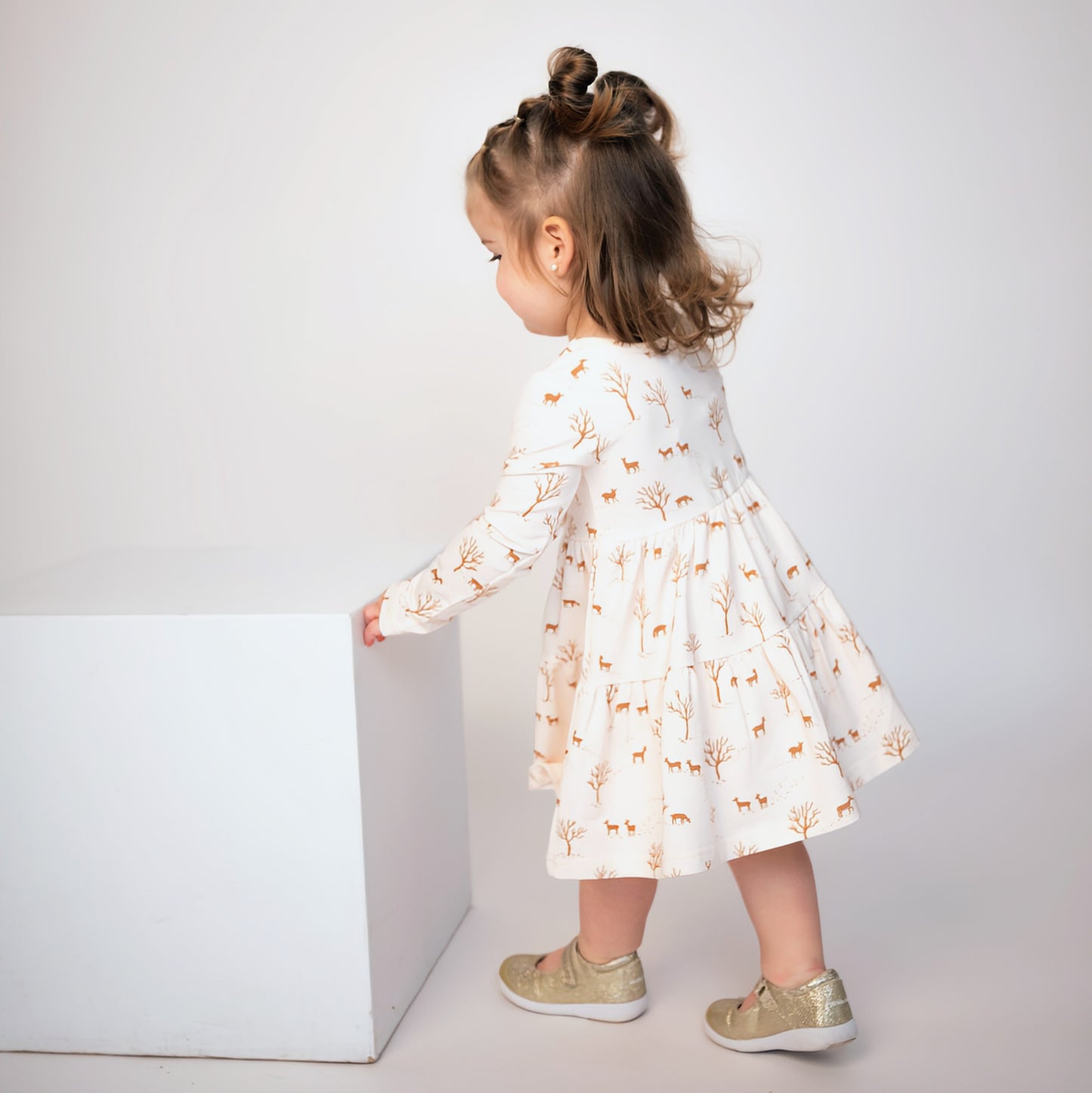 Forest Friends Long Sleeve Twirl Dress w/Biker Shorts