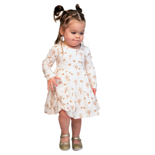 Forest Friends Long Sleeve Twirl Dress w/Biker Shorts