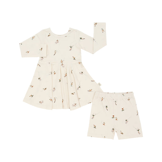 Snowy Slopes Long Sleeve Dress w/Biker Short