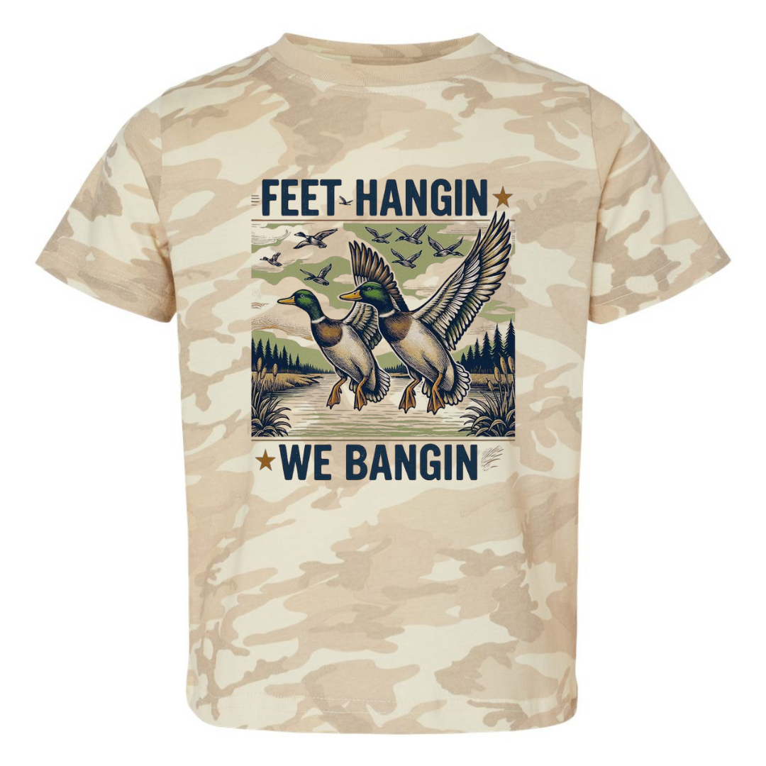 Feet Hanging Graphic Camo Tee