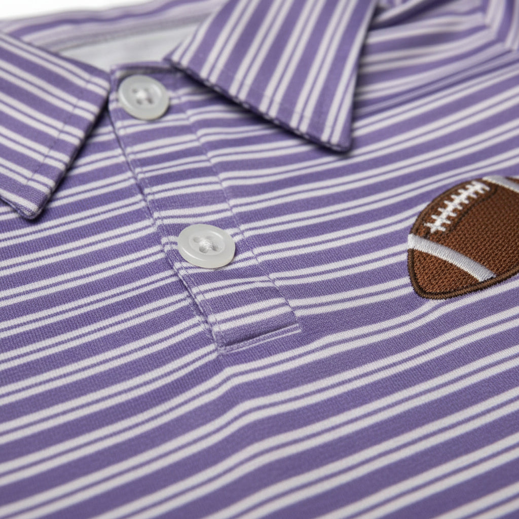 Gameday Polo Purple & White Stripes