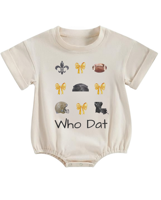 "Who Dat" Bow Collage Short Sleeve Graphic Crewneck Bubble