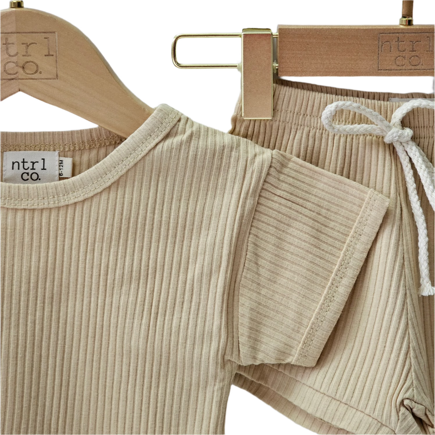 Oakley Ribbed Short Set- Beige