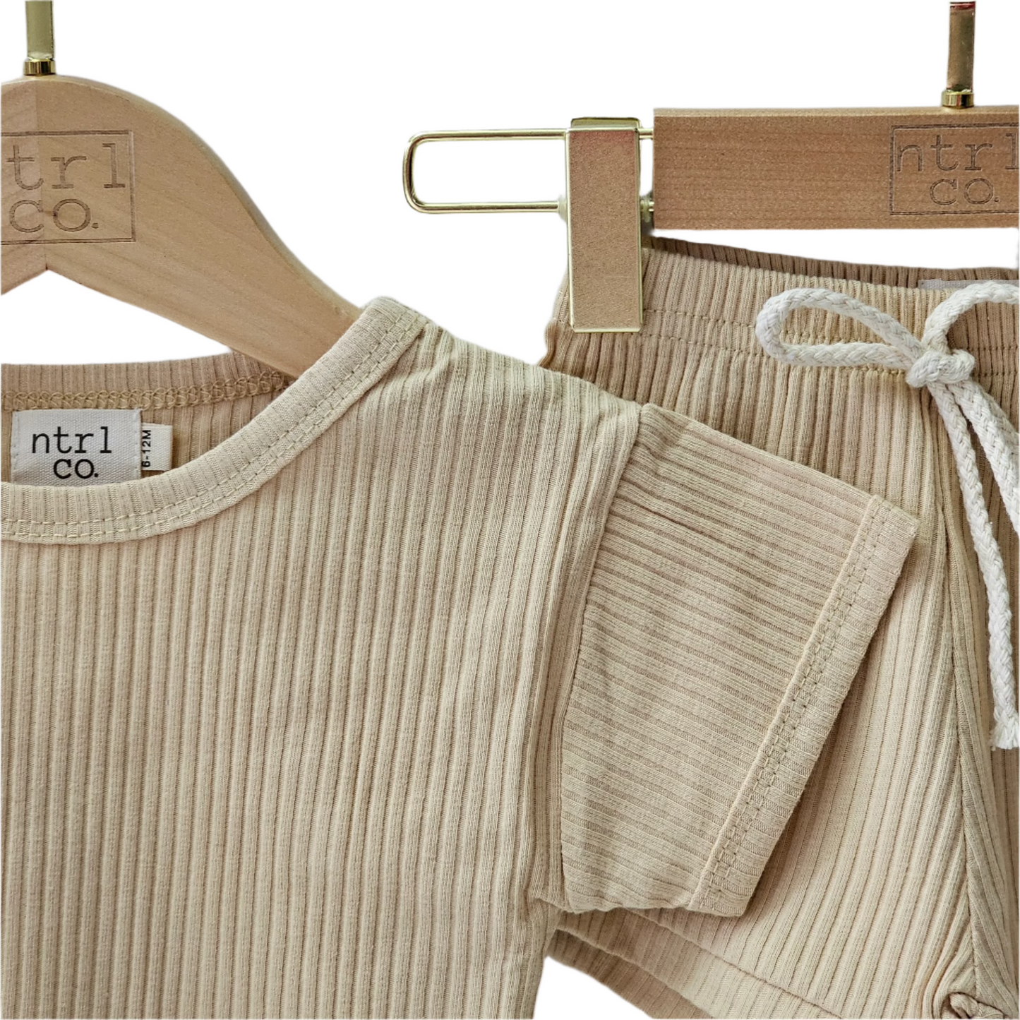 Oakley Ribbed Short Set- Beige