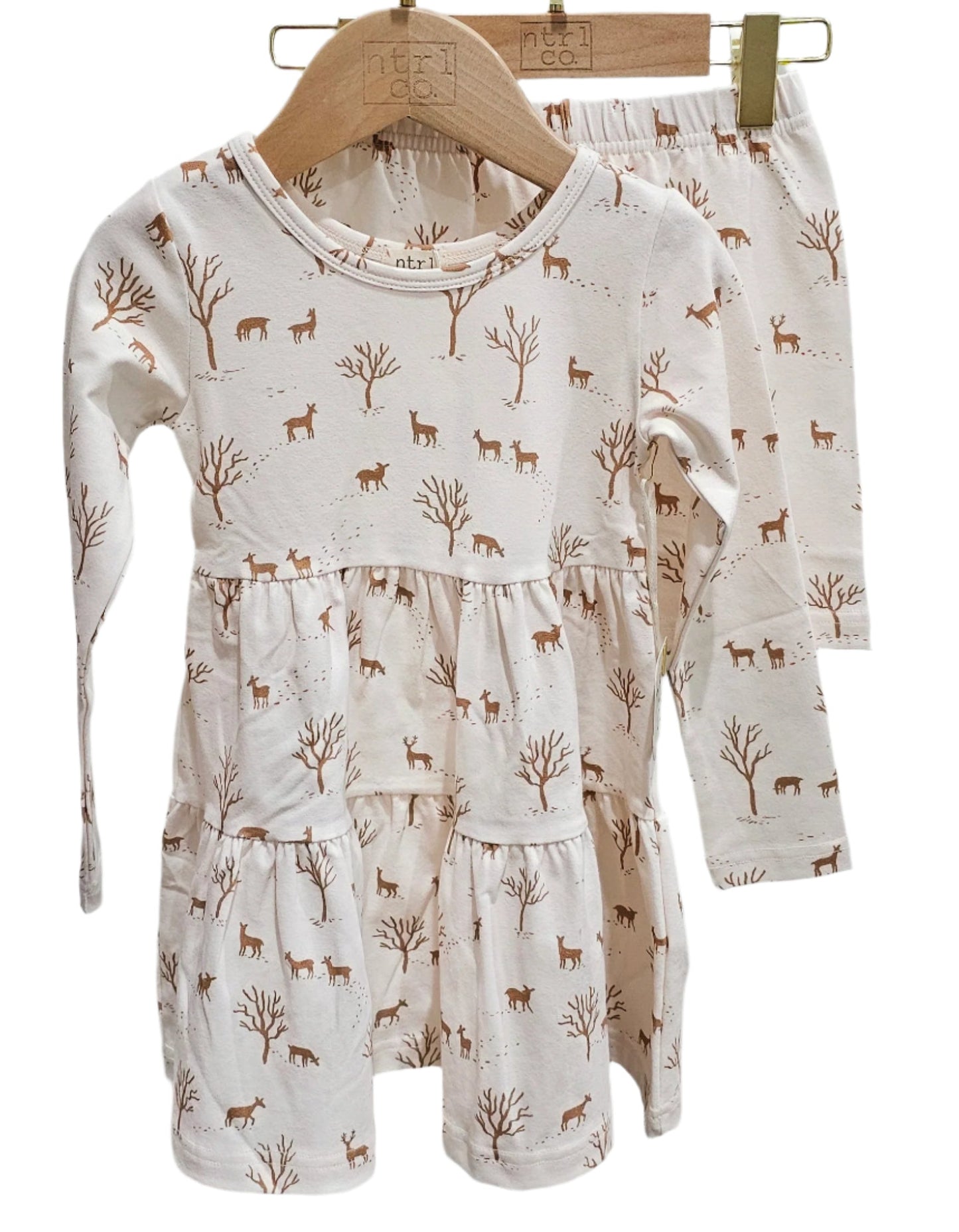 Forest Friends Long Sleeve Twirl Dress w/Biker Shorts