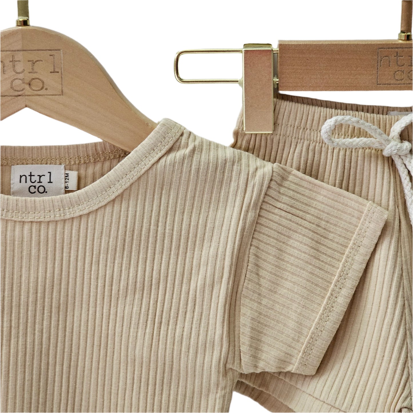 Oakley Ribbed Short Set- Beige