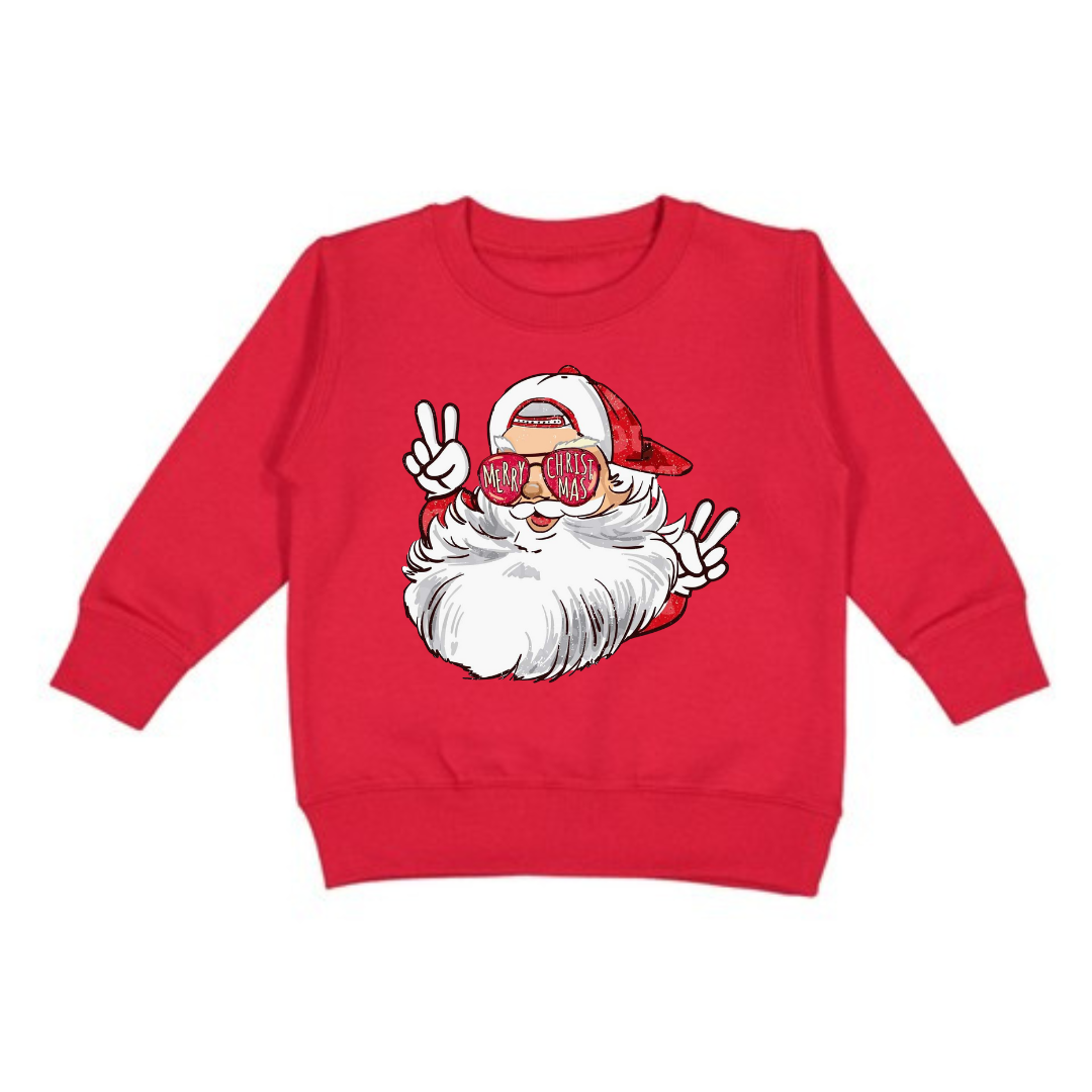 Peace, Love & Santa Graphic Holiday Crewneck Pullover