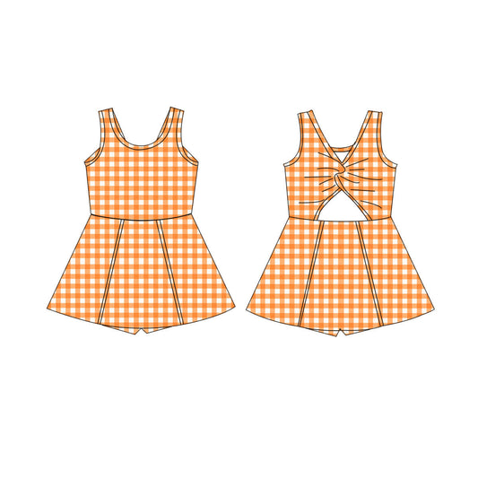 Gingham Activewear Dress in Orange and White