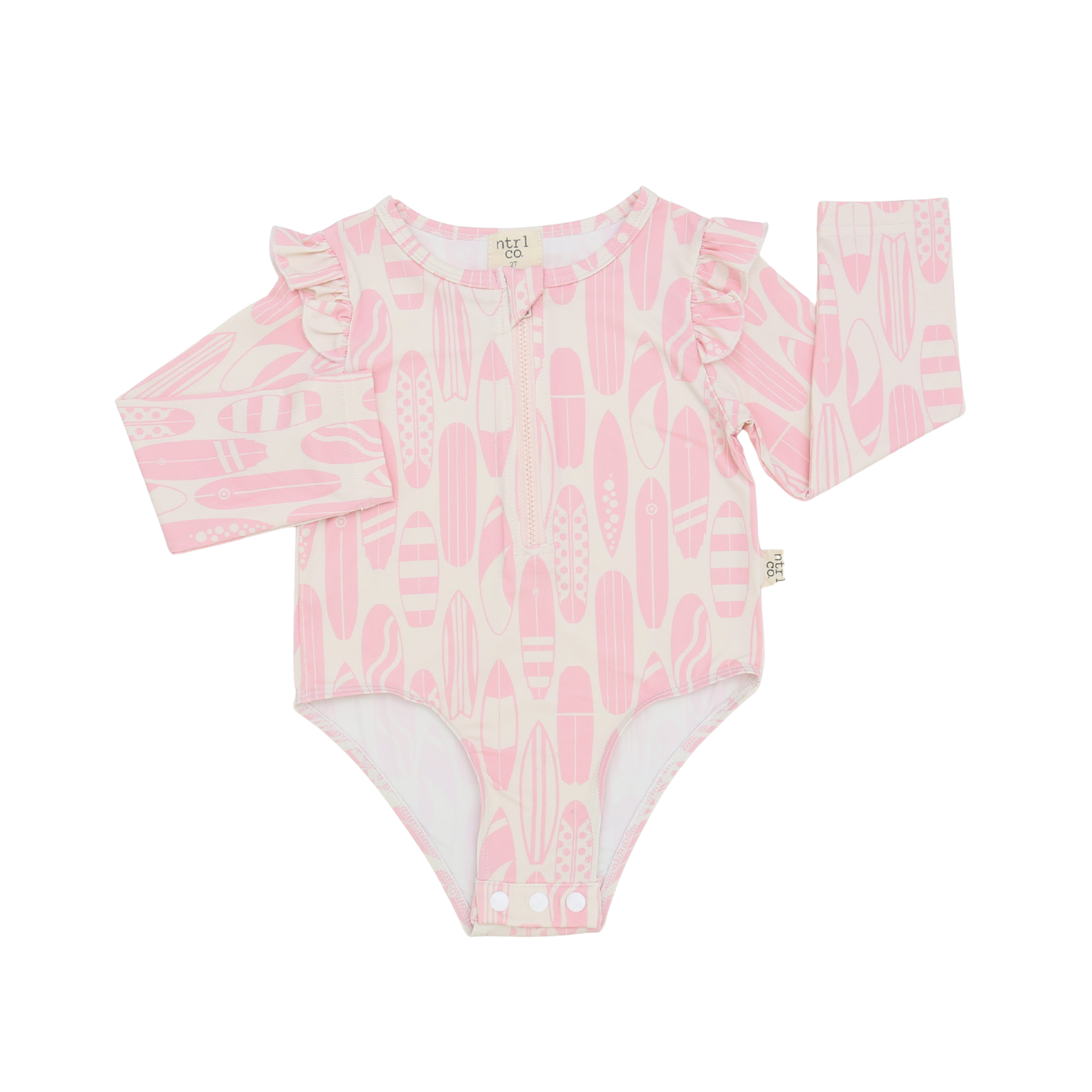 Tropical Splash Long Sleeve One-Piece Swimsuit | Surf's Up | Pink