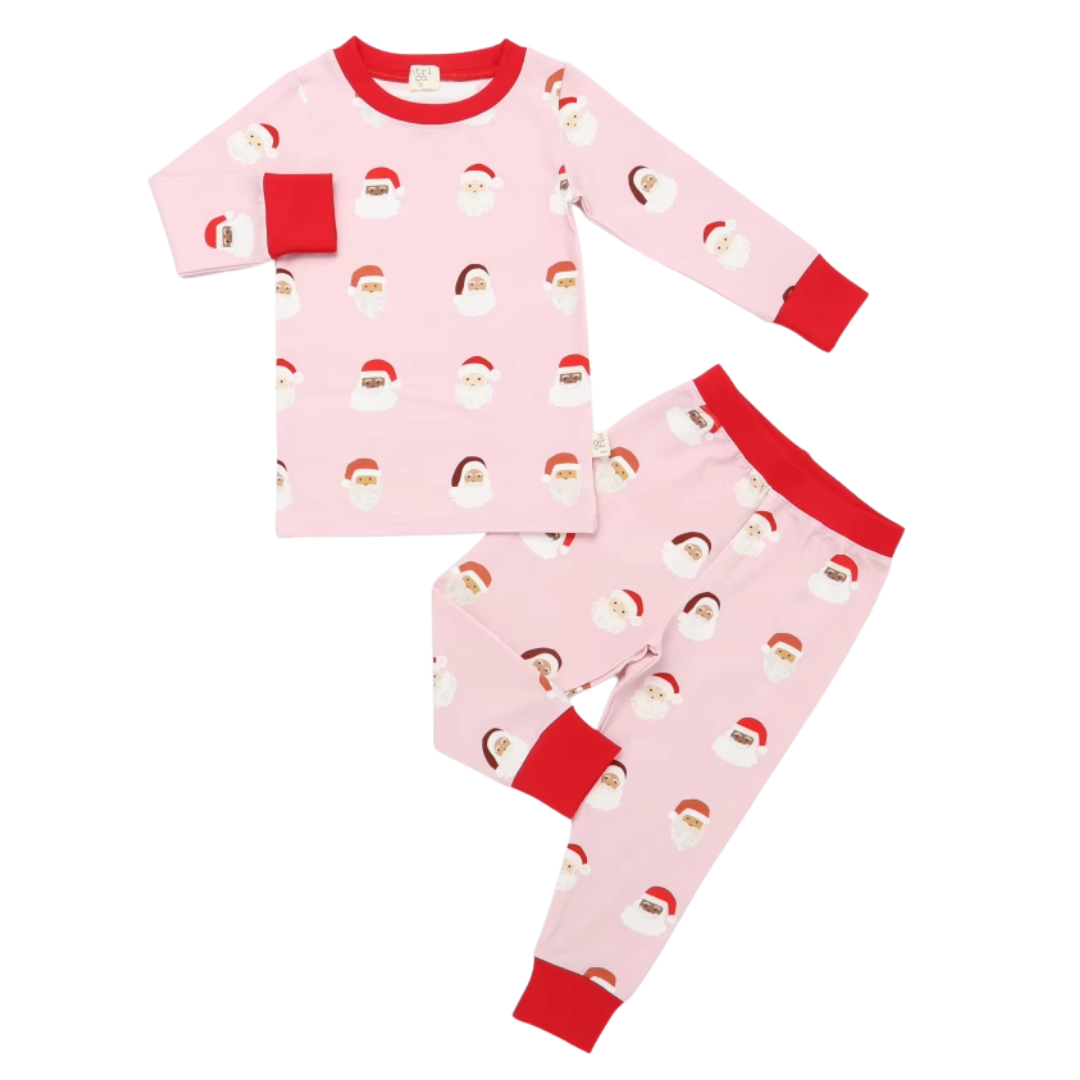 Simply Santa 2 Piece Pajama Set in Pink