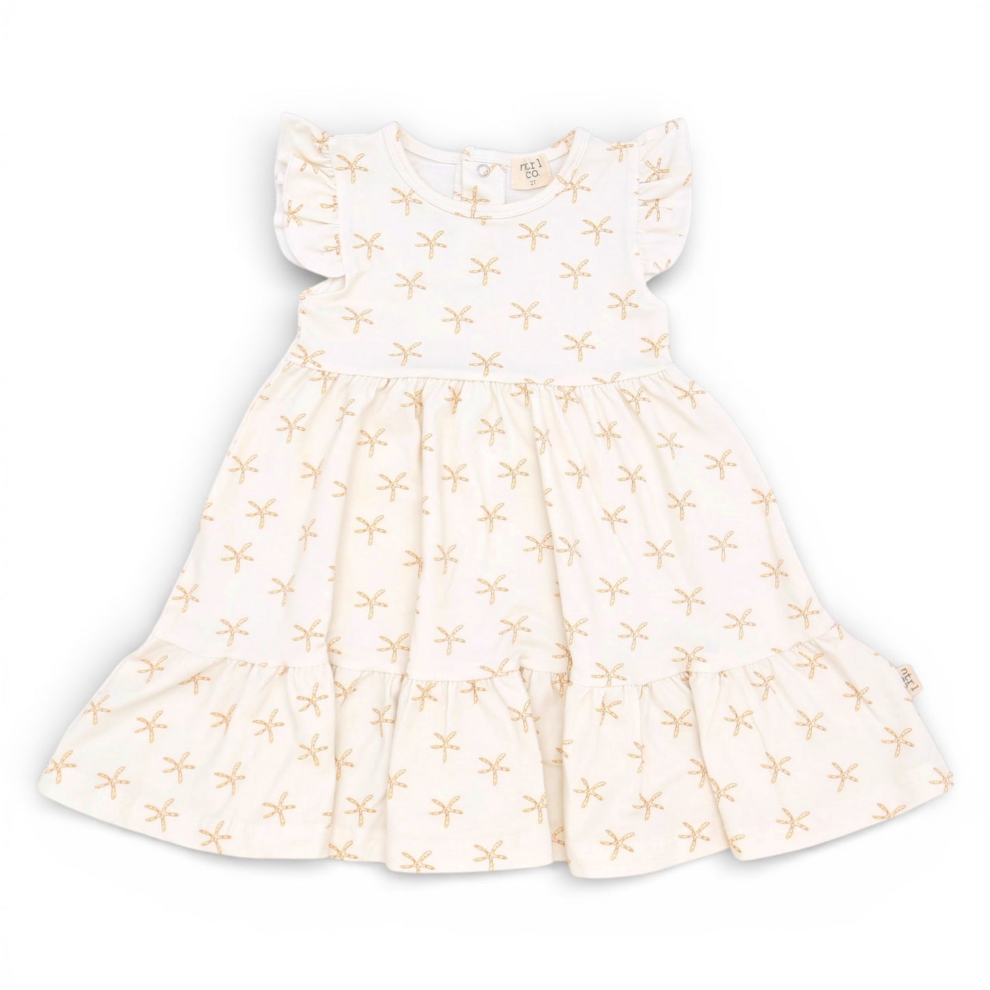 Barefoot Breeze – Ruffle Sleeve Dress | Starfish Tide | Tan