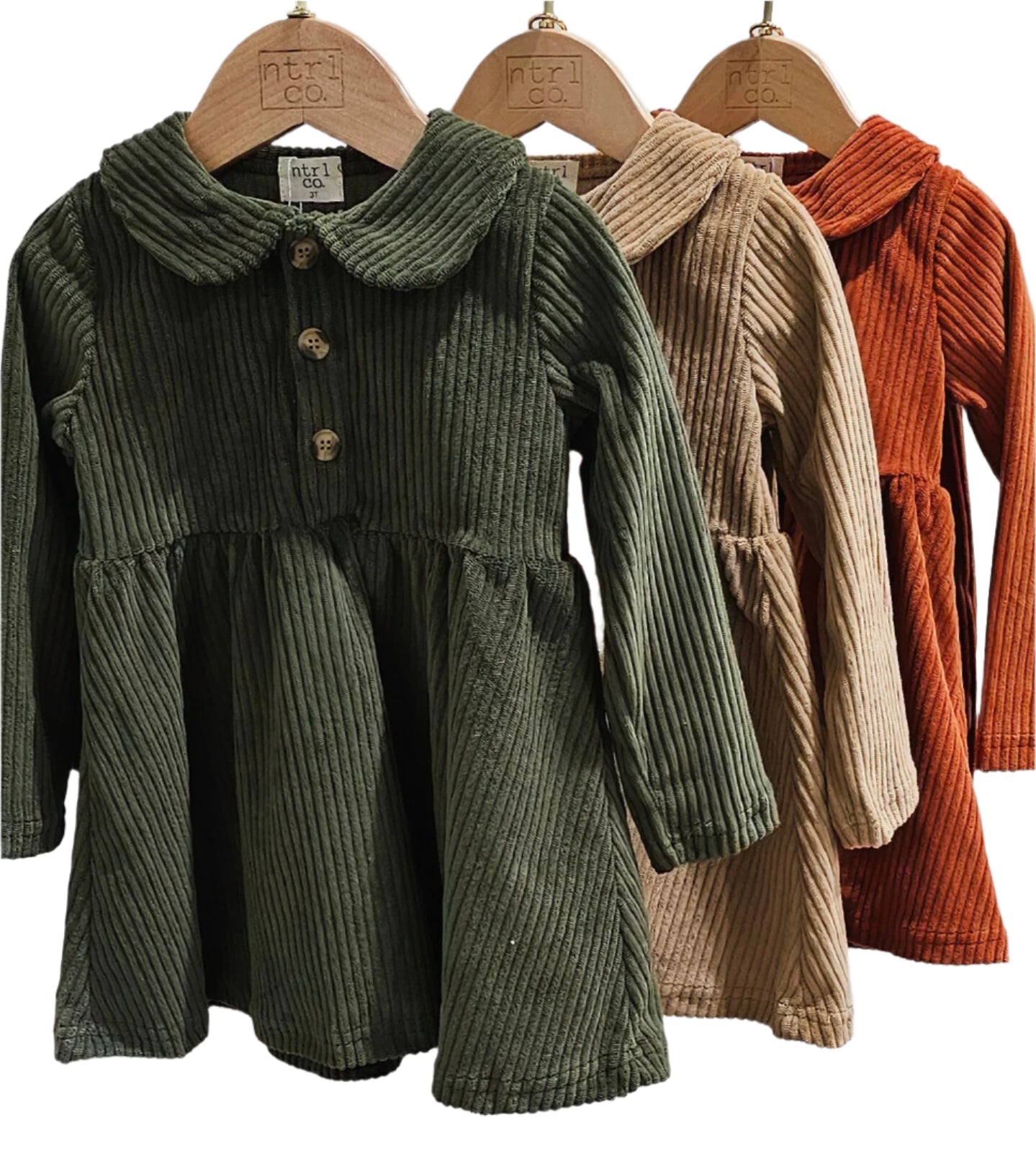 Corduroy Collared Long Sleeve Dress w/Biker Short Pumpkin Spice