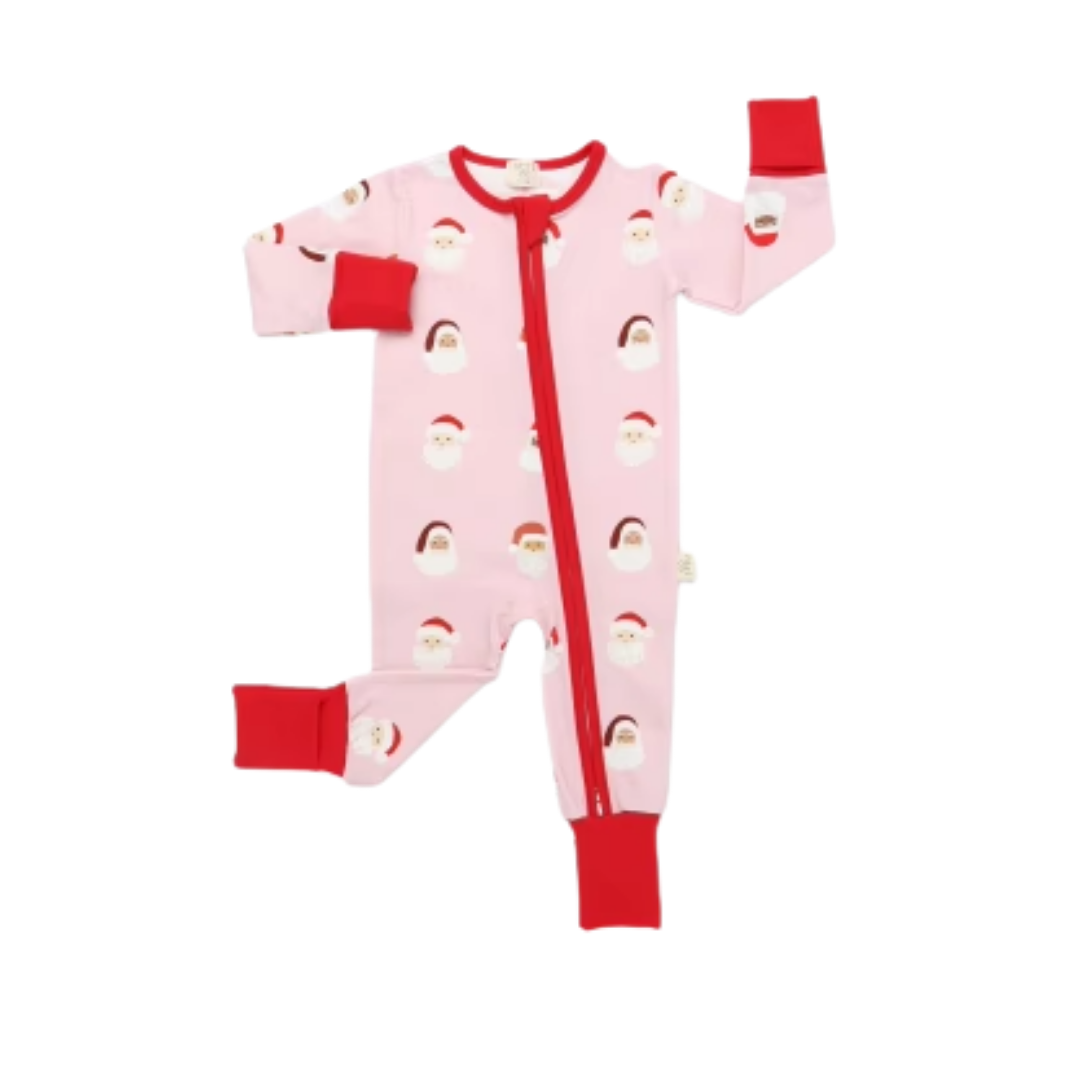 Simply Santa Double Zippy Pajamas in Pink