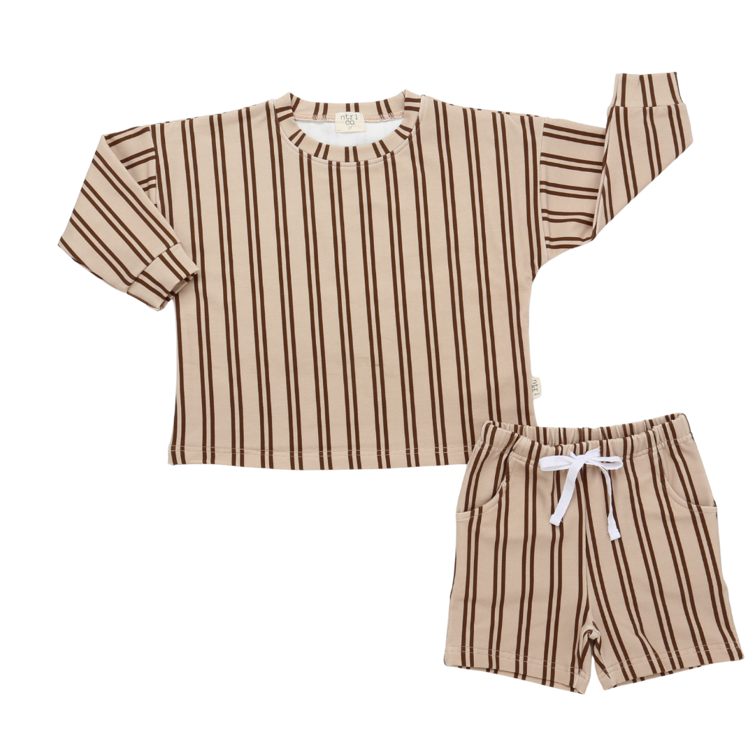 Neutral Lines Sweatsuit Short Set