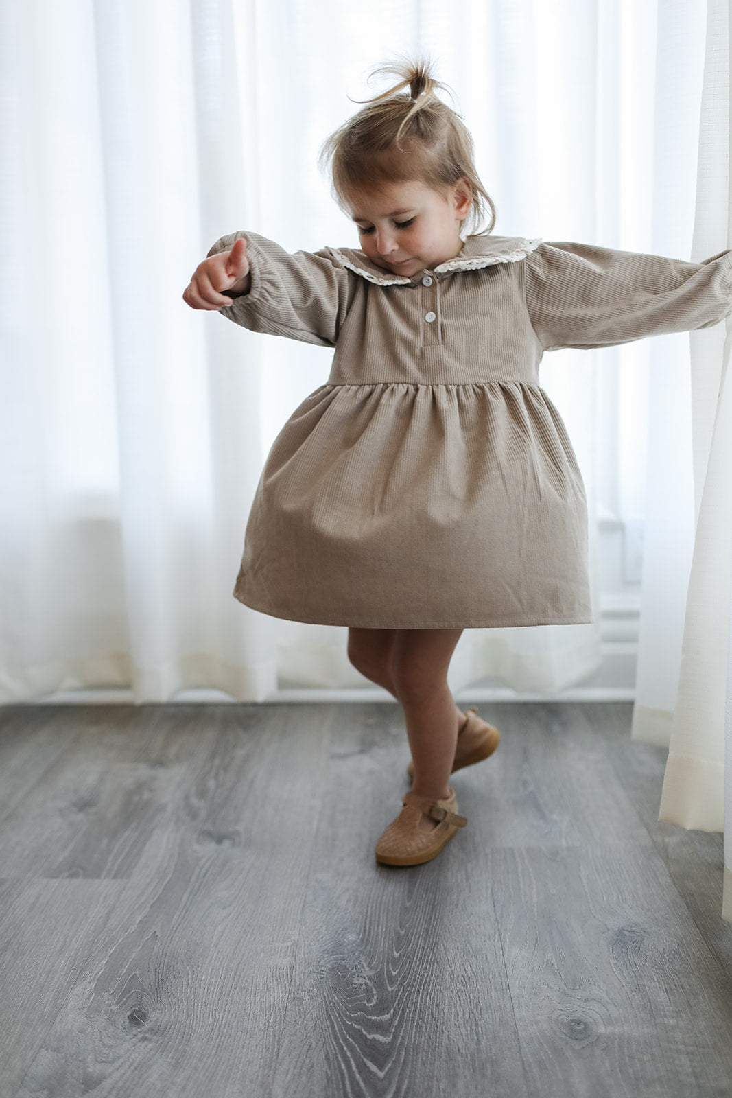 Victoria Corduroy Lace Collar Dress