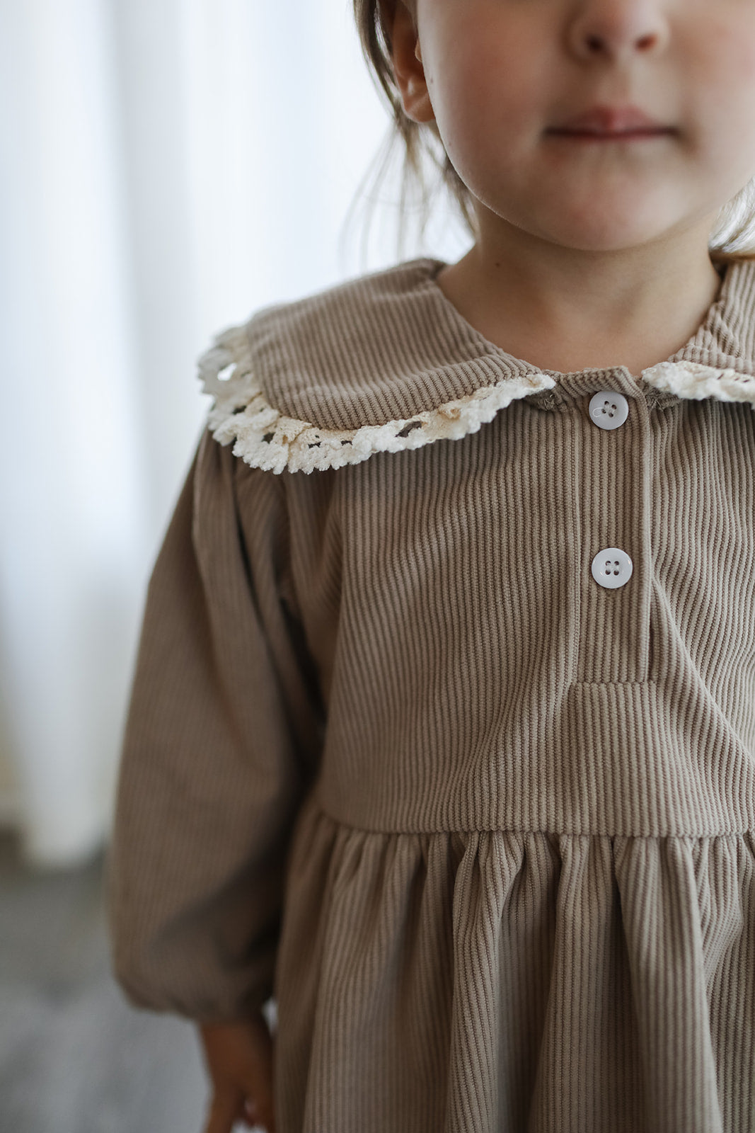 Victoria Corduroy Lace Collar Dress