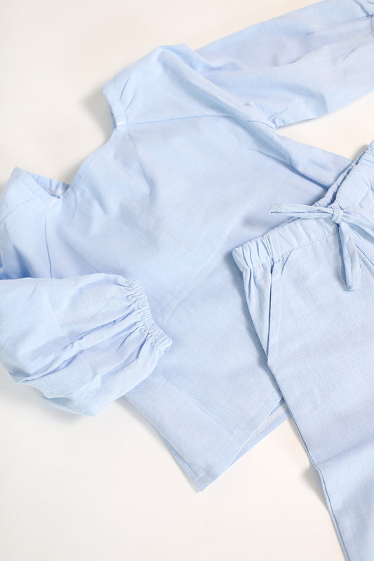 Alexis Linen Pant Set- Blue