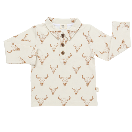Little Longhorns Long Sleeve Polo