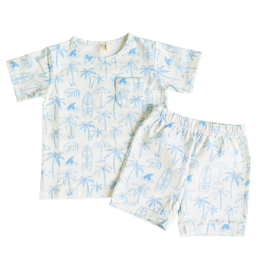 Playtime Short Sleeve Short Set | Coastal Daze |  Blue