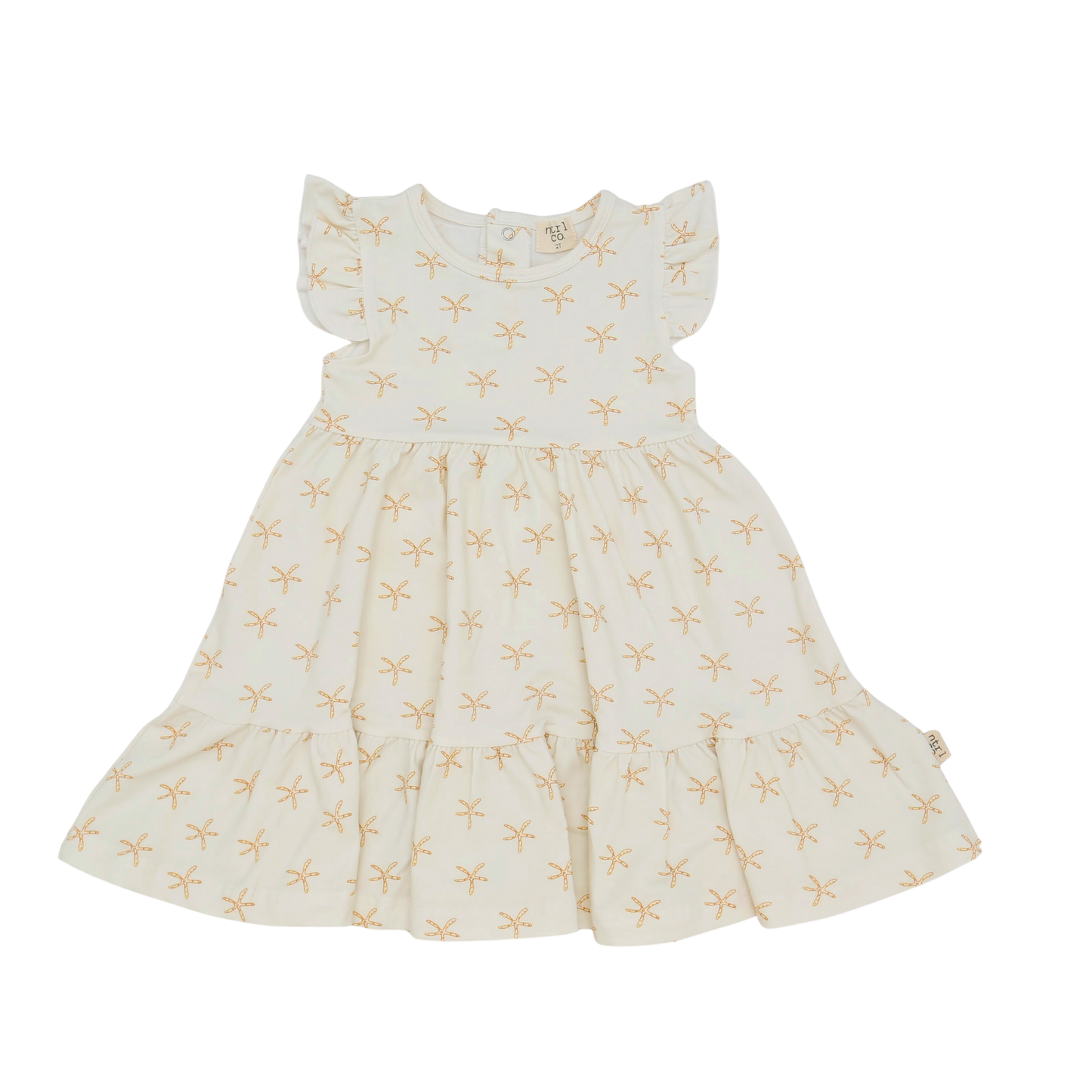 Barefoot Breeze – Ruffle Sleeve Dress | Starfish Tide | Tan