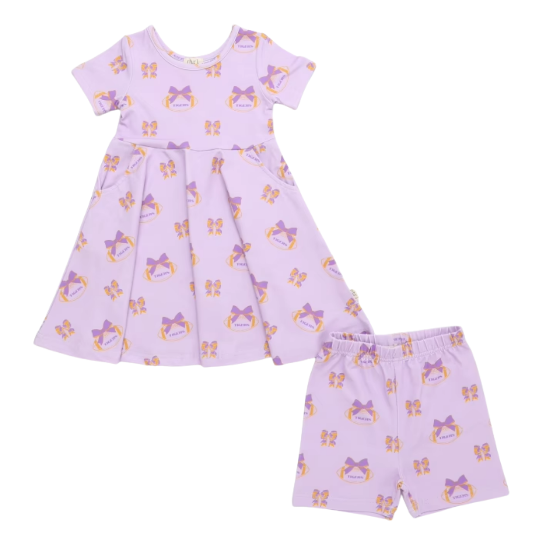 Geaux Girl Short Sleeve Twirl Dress Set | Gameday