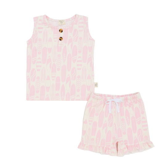Seaside Ruffle Set | Surf's Up | Pink