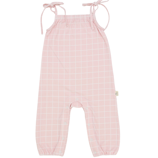 Tropical Ties Pants Romper | Ocean Grid | Pink