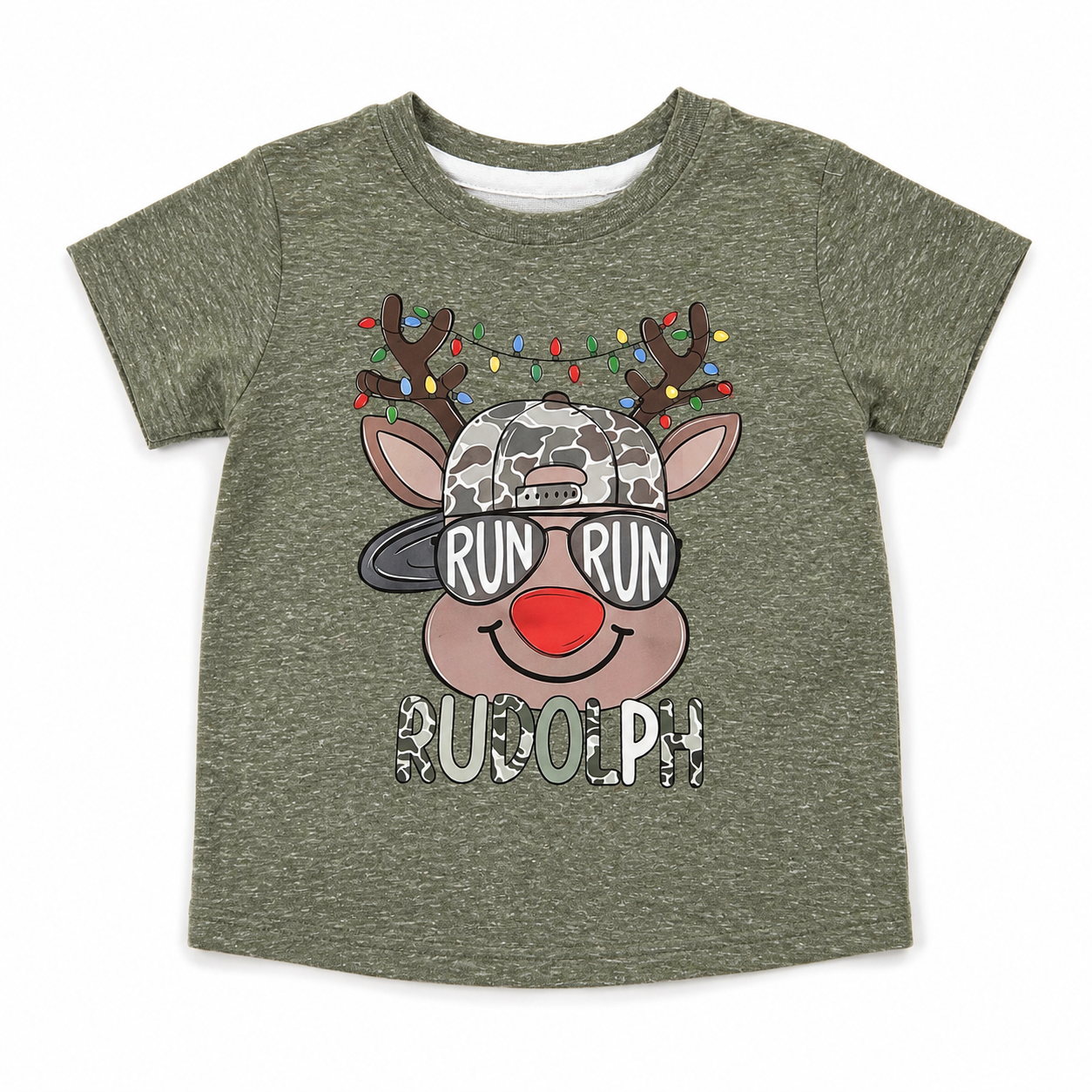 Run Run Rudolph Christmas Reindeer Graphic Tee