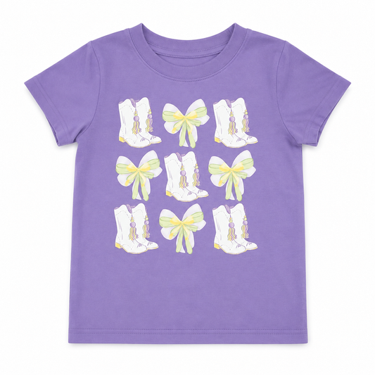 Purple & Gold Boots & Bows Graphic Tee
