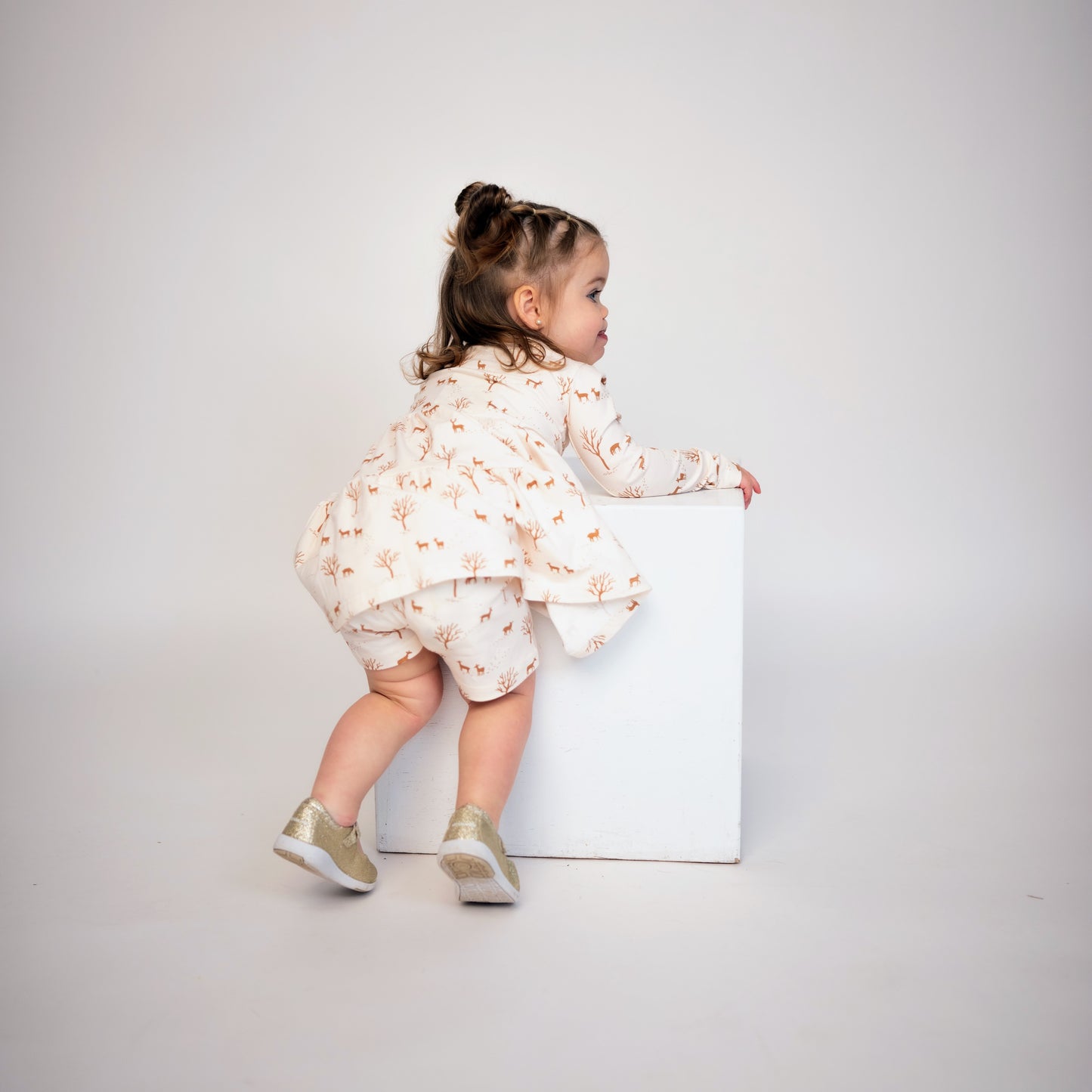 Forest Friends Long Sleeve Twirl Dress w/Biker Shorts
