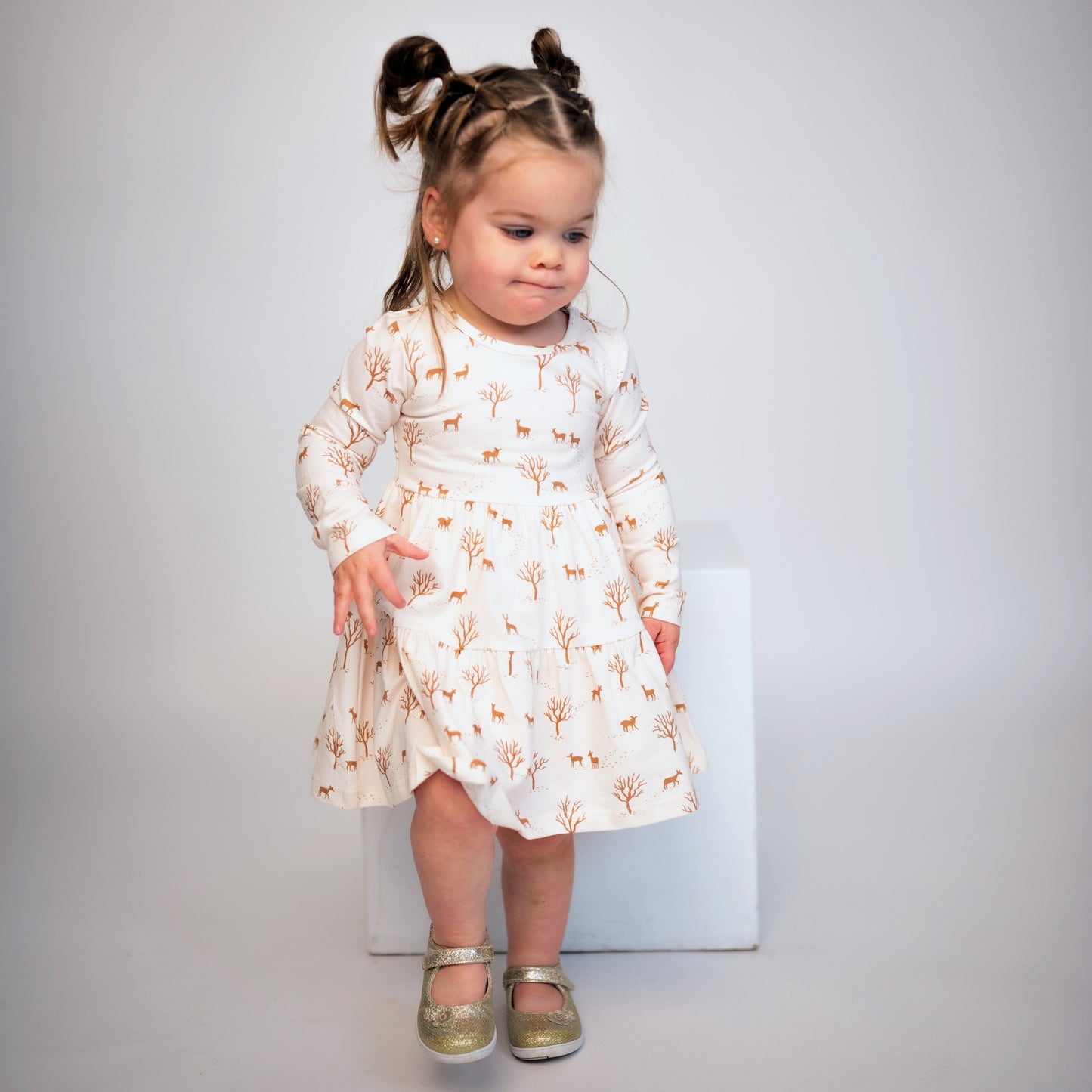 Forest Friends Long Sleeve Twirl Dress w/Biker Shorts