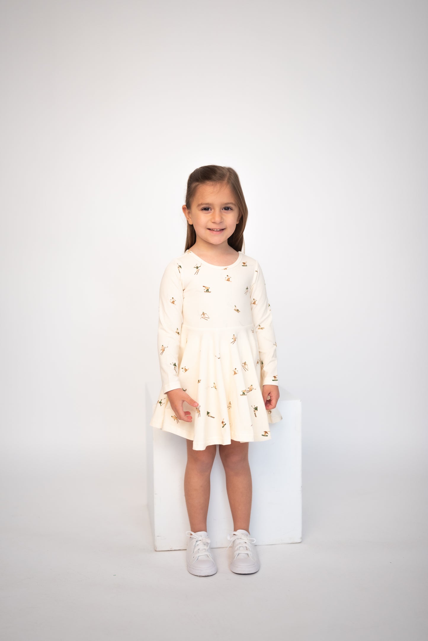 Snowy Slopes Long Sleeve Dress w/Biker Short