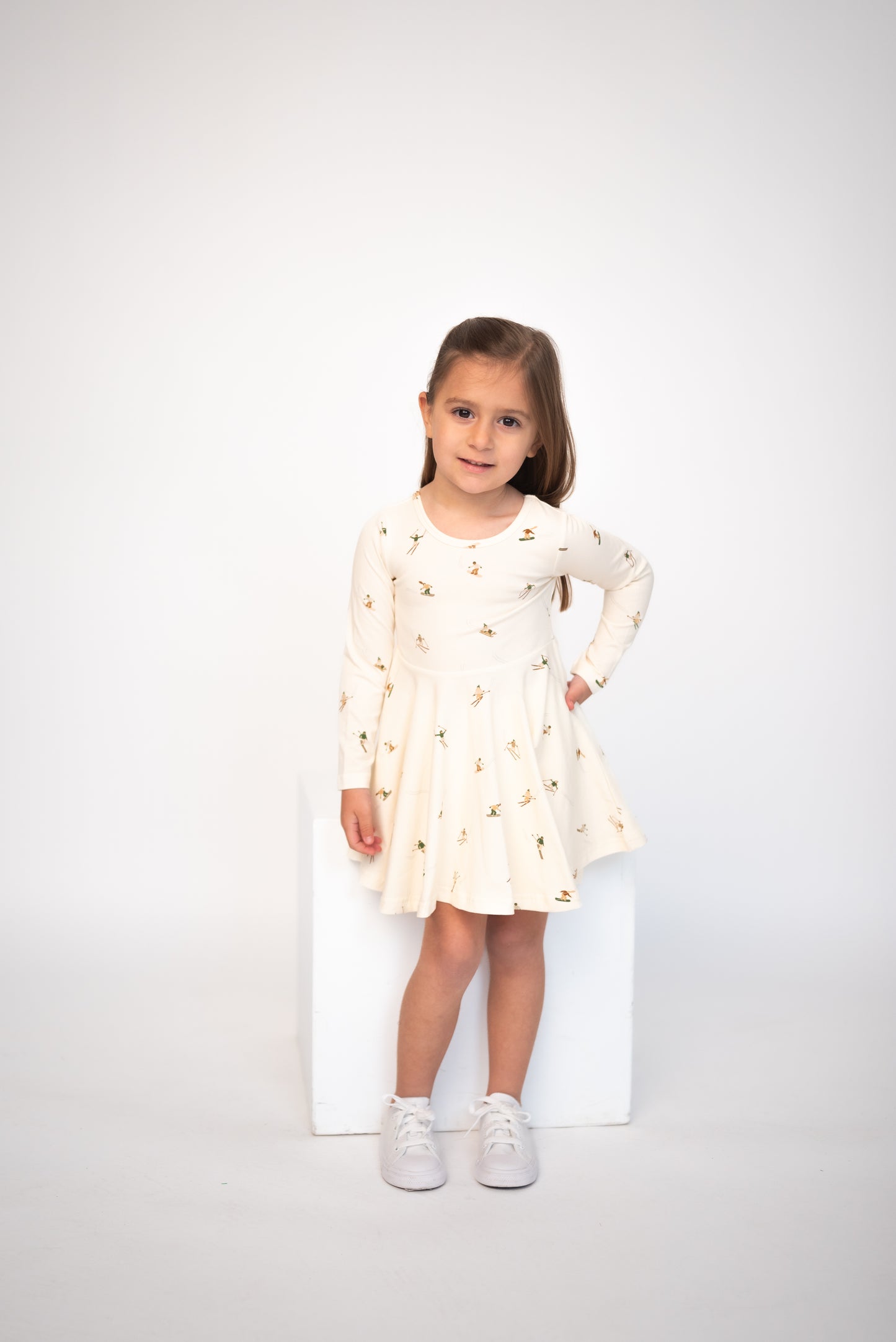 Snowy Slopes Long Sleeve Dress w/Biker Short