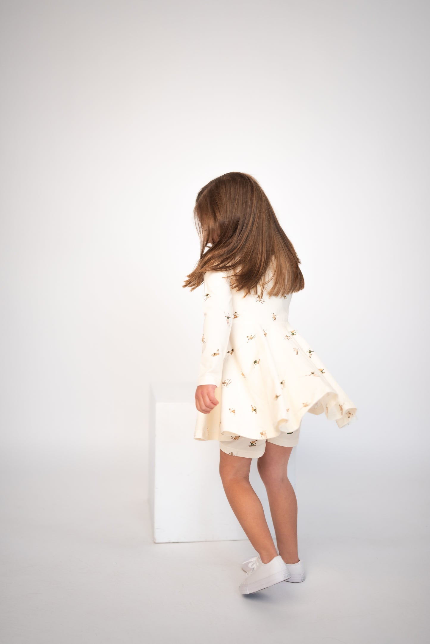Snowy Slopes Long Sleeve Dress w/Biker Short
