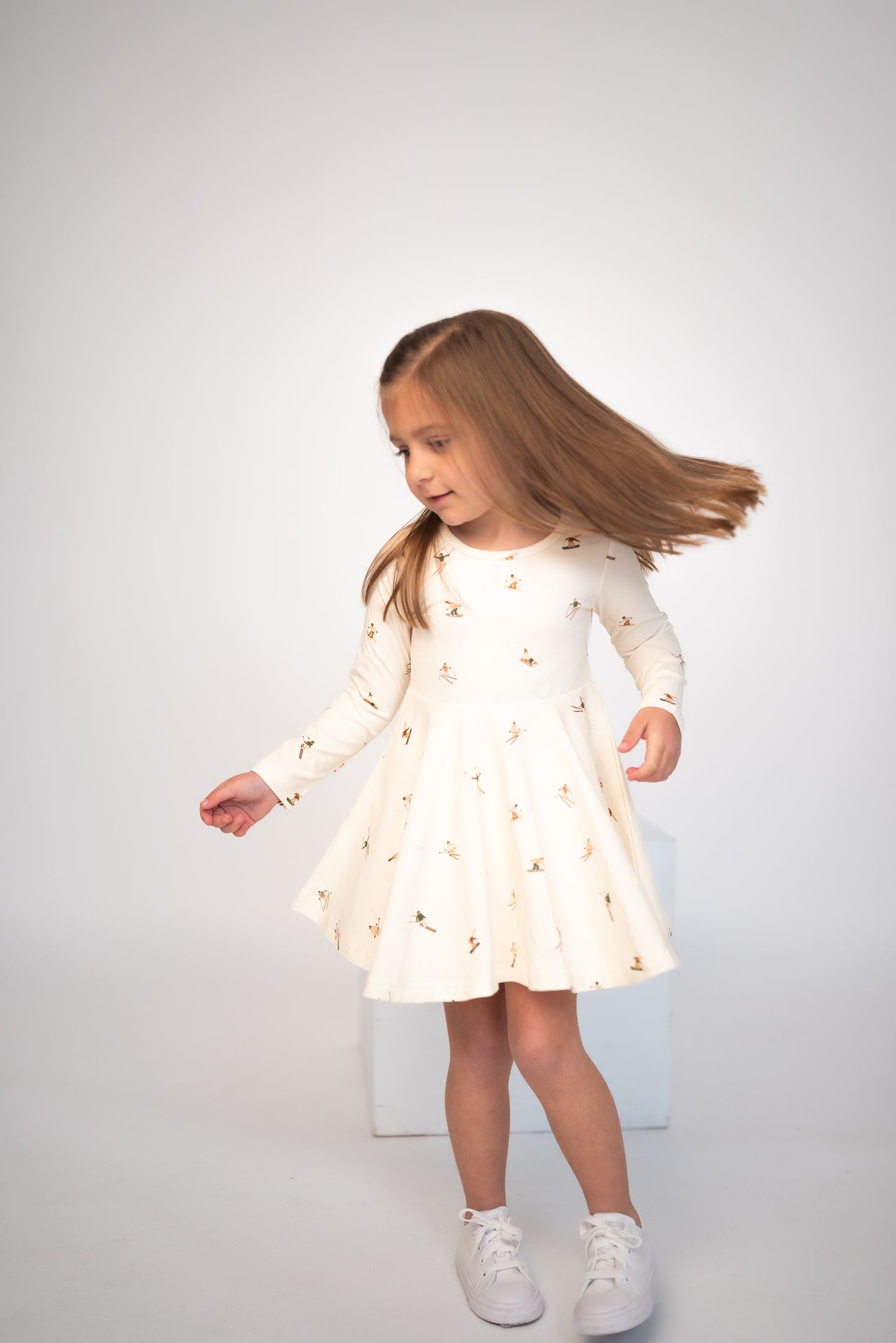 Snowy Slopes Long Sleeve Dress w/Biker Short