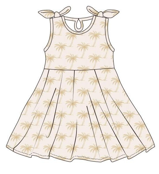 Tide With Love Sleeveless Twirl Dress | Palm Daze | Tan