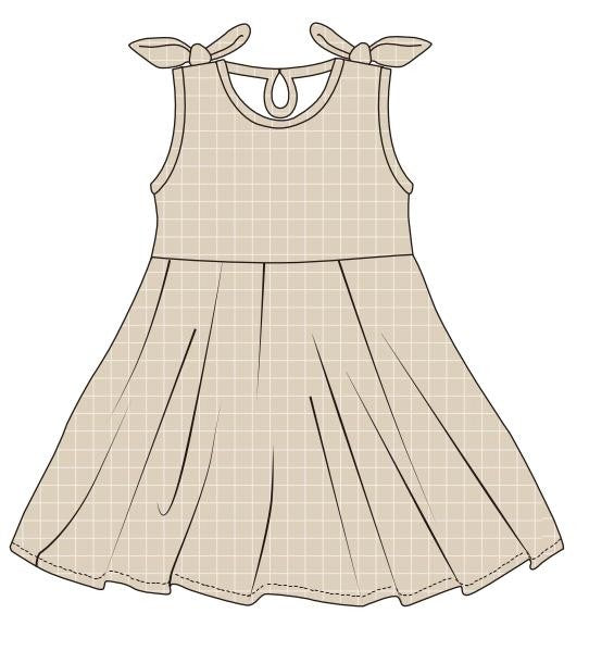 Tide With Love Sleeveless Twirl Dress | Ocean Grid | Tan