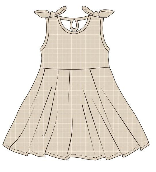 Tide With Love Sleeveless Twirl Dress | Ocean Grid | Tan