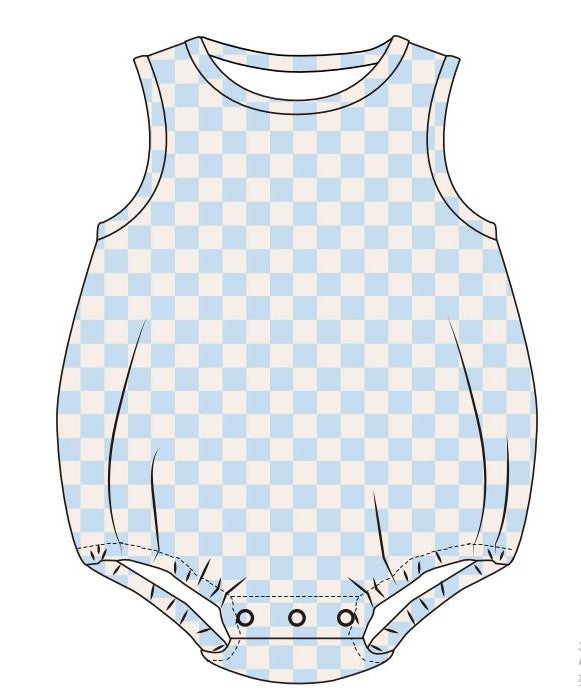 Surfside Sleeveless Bubble | Coastal Check | Blue