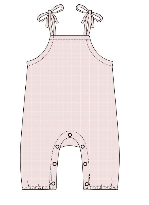 Tropical Ties Pants Romper | Ocean Grid | Pink