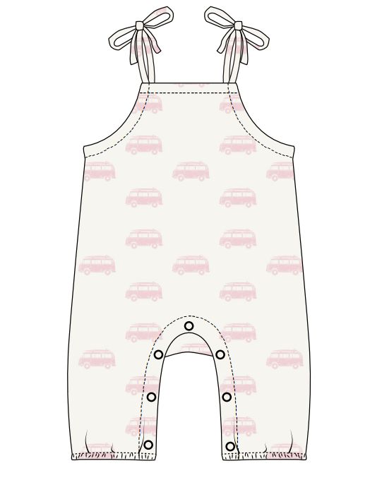 Tropical Ties Pants Romper | Vintage Vibes | Pink