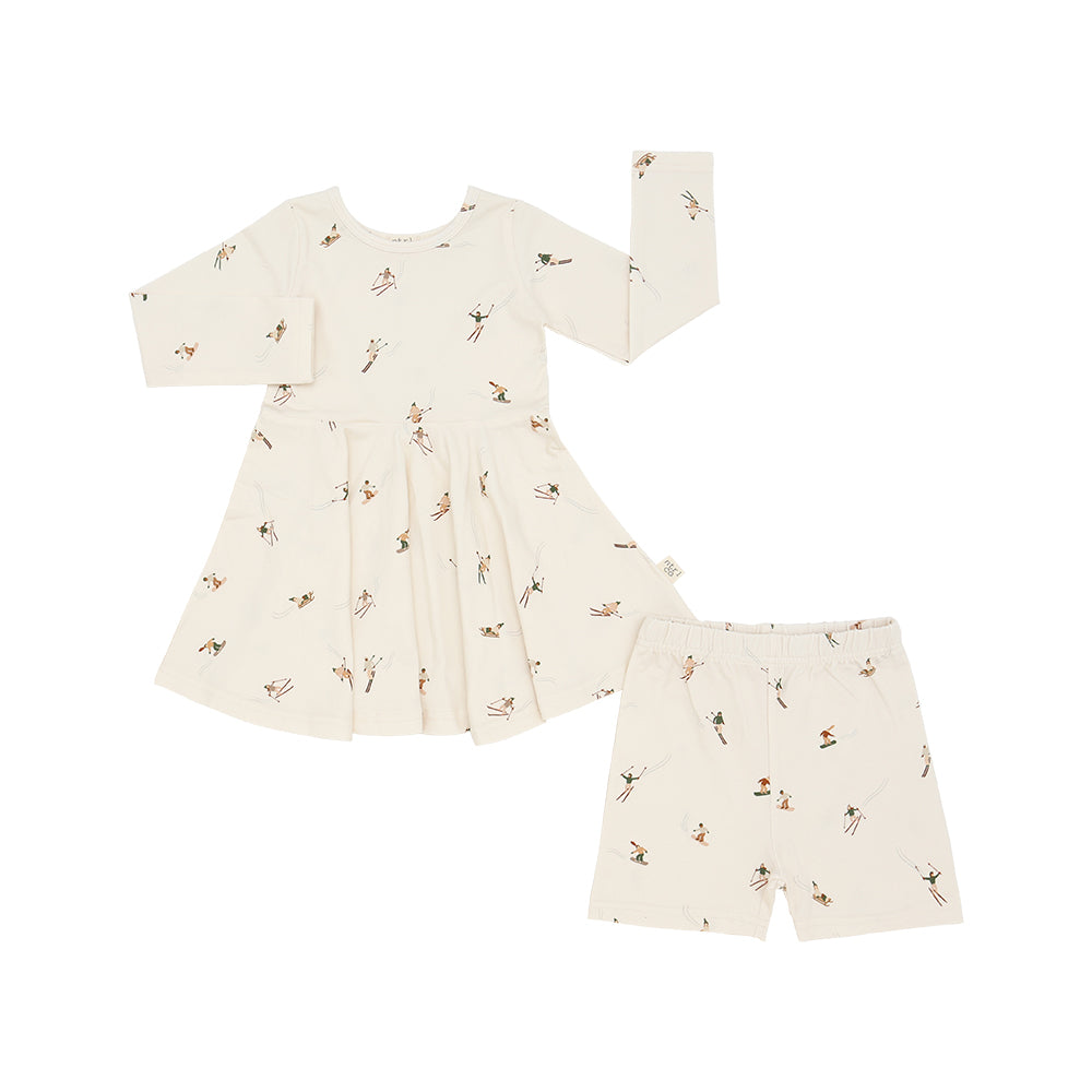 Snowy Slopes Long Sleeve Dress w/Biker Short